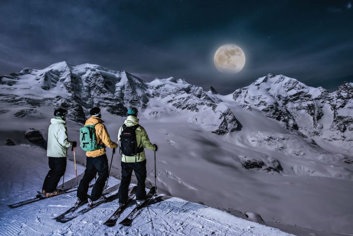 Vollmond-Skifahren auf der Diavolezza. Bild © Engadin St. Moritz